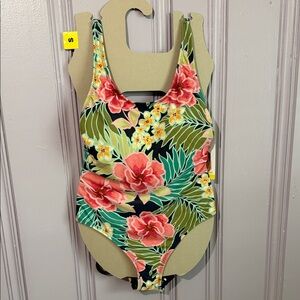 Hurley Floral Swimsuit with Pink and Blue Accents